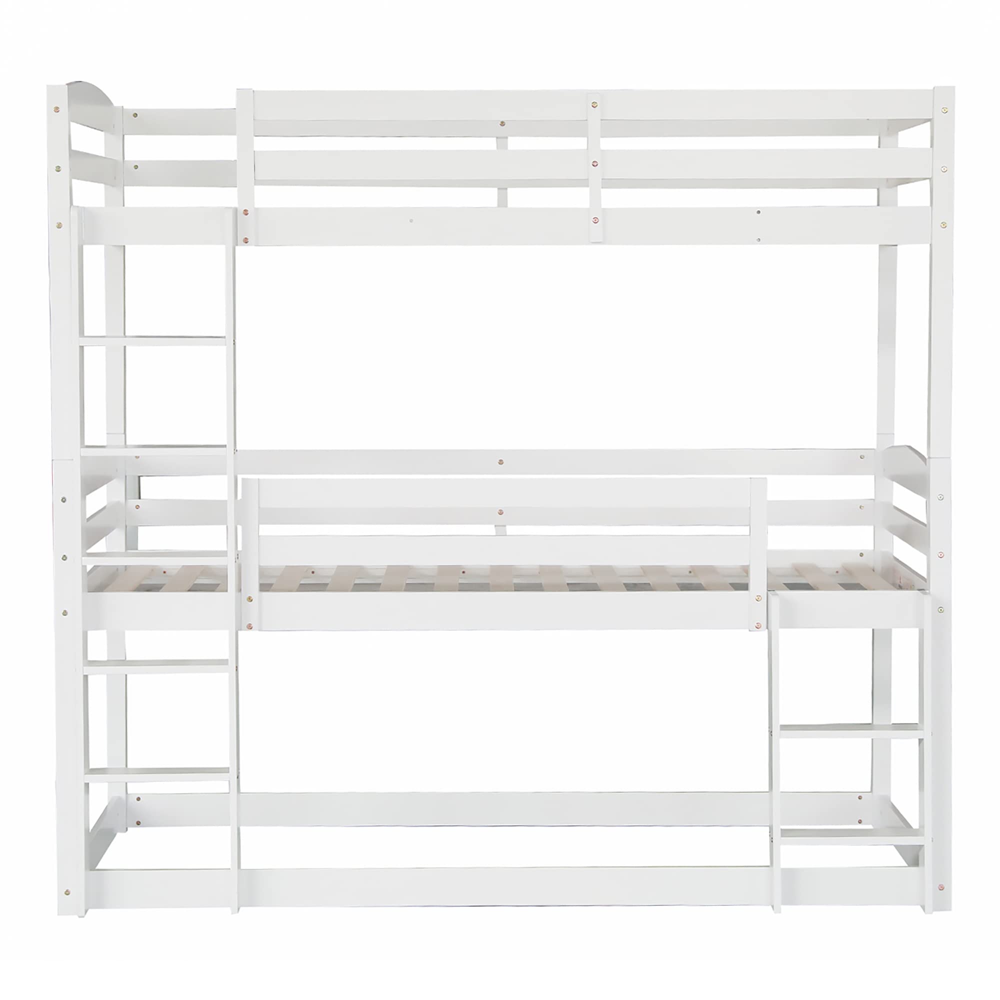 ModernLuxe -Lit superposé Triple avec échelle latérale pour Enfants et Adolescents 90x200cm (Blanc)