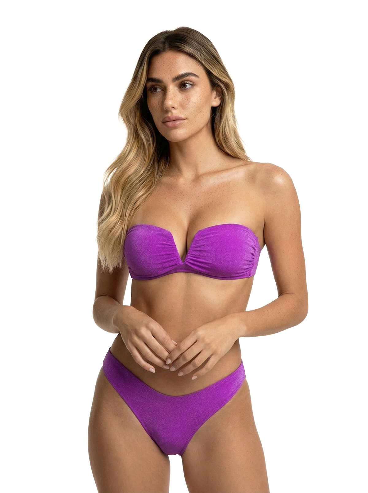 F**K Bikini Donna Fascia a V con Ferretto e Slip Americano Fisso Viola SW1802-PR