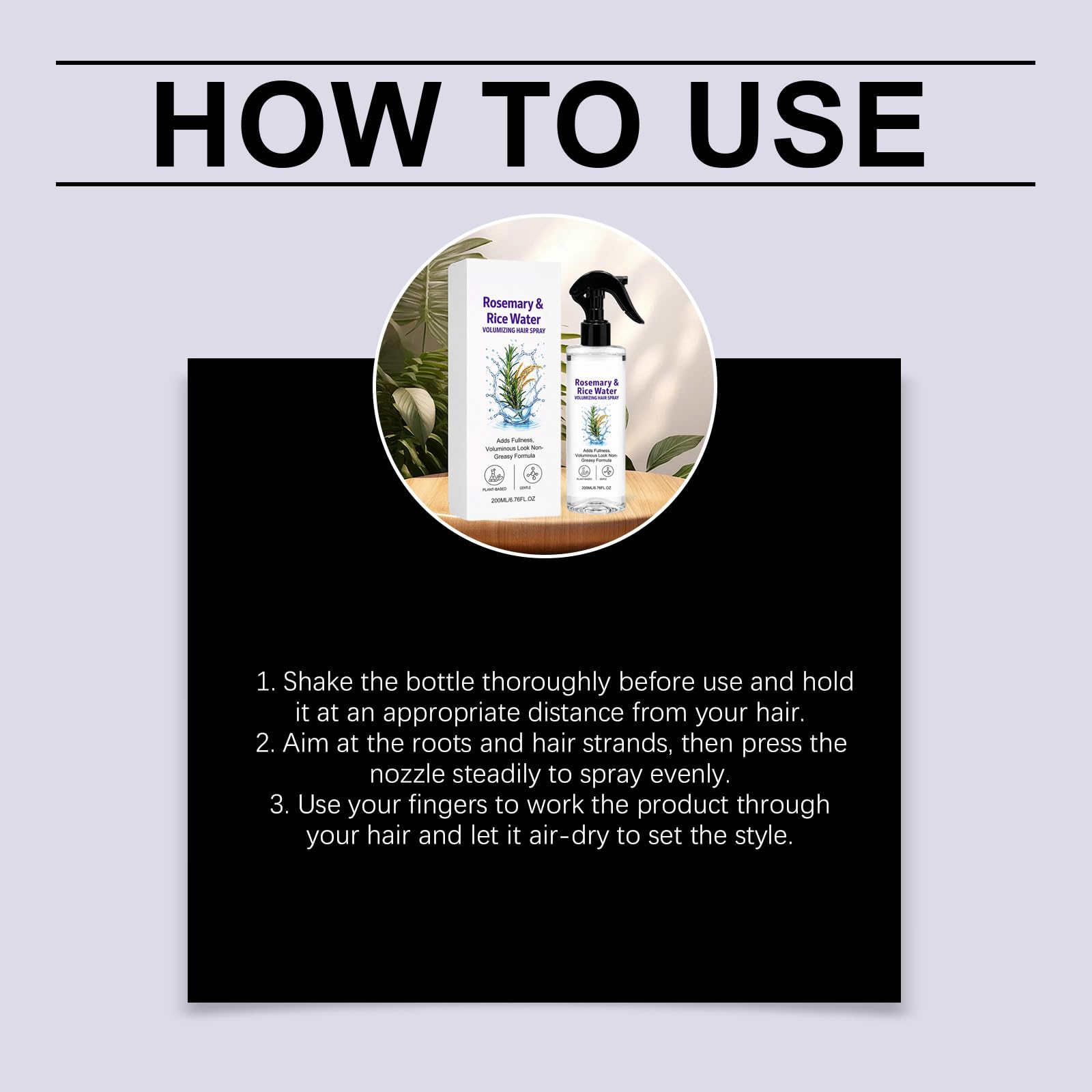 Rosmarin & Reis Wasser Haarspray, nährender Conditioning Mist (3pcs) | Rosemary & Rice Water | Leave-In Conditioning Mist | Hydrates, Smooths Frizz, Adds Volume & Natural Shine