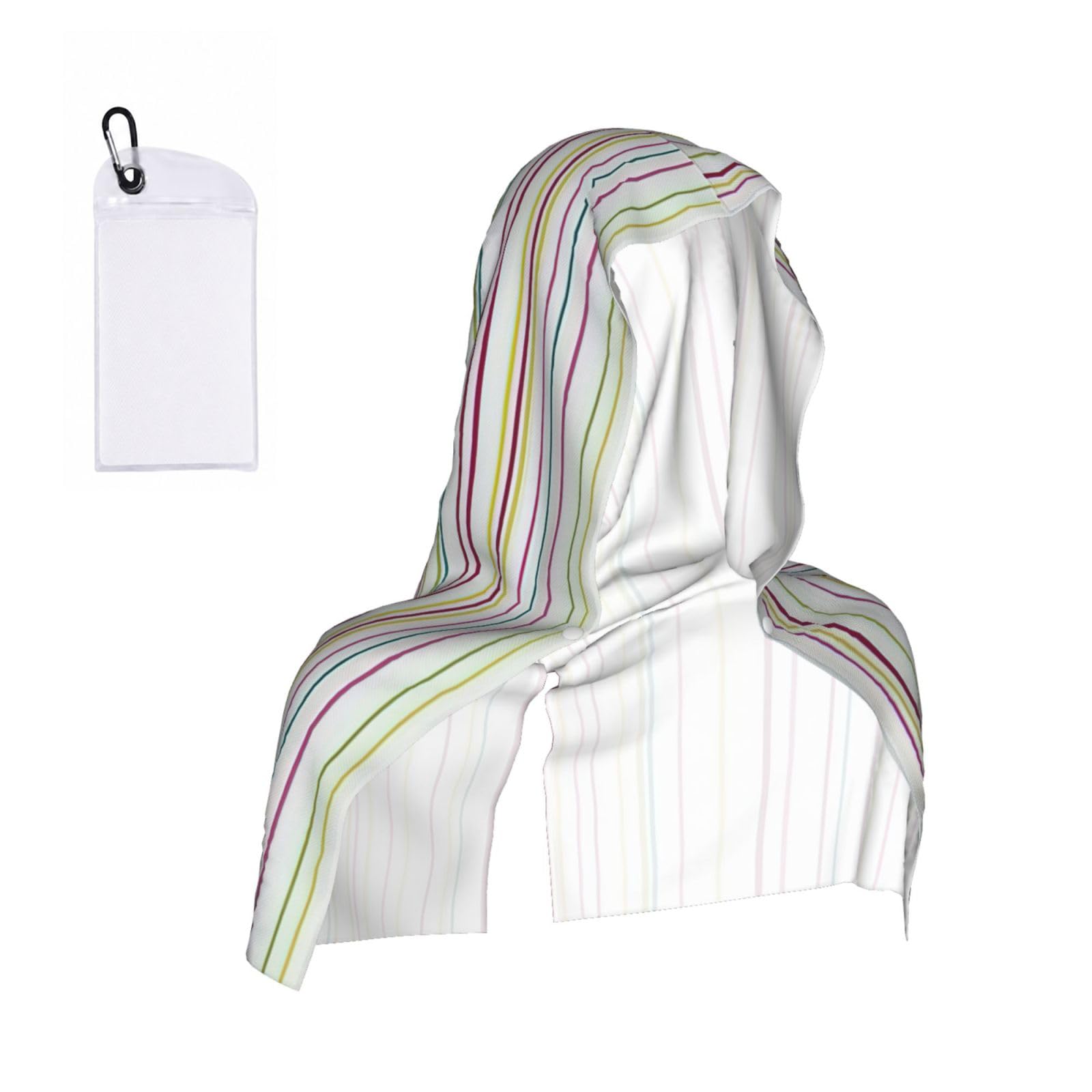 DUWAA Striped. Print Cooling Hooded Sports Towel, 30×60cm Quick Drying Summer Cool Head Wrap For Neck And Face