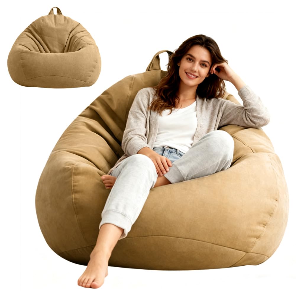 HENVAE® - Kinder zitzak - Kinder zetel - Zitzak voor kinderen - Met Vulling - Loungestoel - Sofa - Beanbag - Lounger - Vlekbestendig - Waterbestendig - Speelkamer - Kinderkamer (Beige