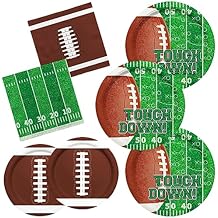 Football Party Supplies Kit Serve 50,Includes Touchdown Dinner Plates, Dessert Plates and Napkins for Football Birthday Party Football Game Day Tailgate Party Decorations
