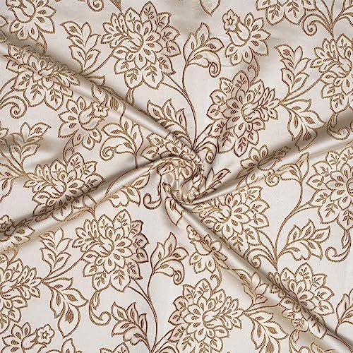 Image of Wakefit Curtains 9 feet Long Set of 2, Curtains for Bedroom /Living Room, Door Curtains 9 feet, Jacquard Curtains, Polyester Curtains (Squash-Floral D Brown)