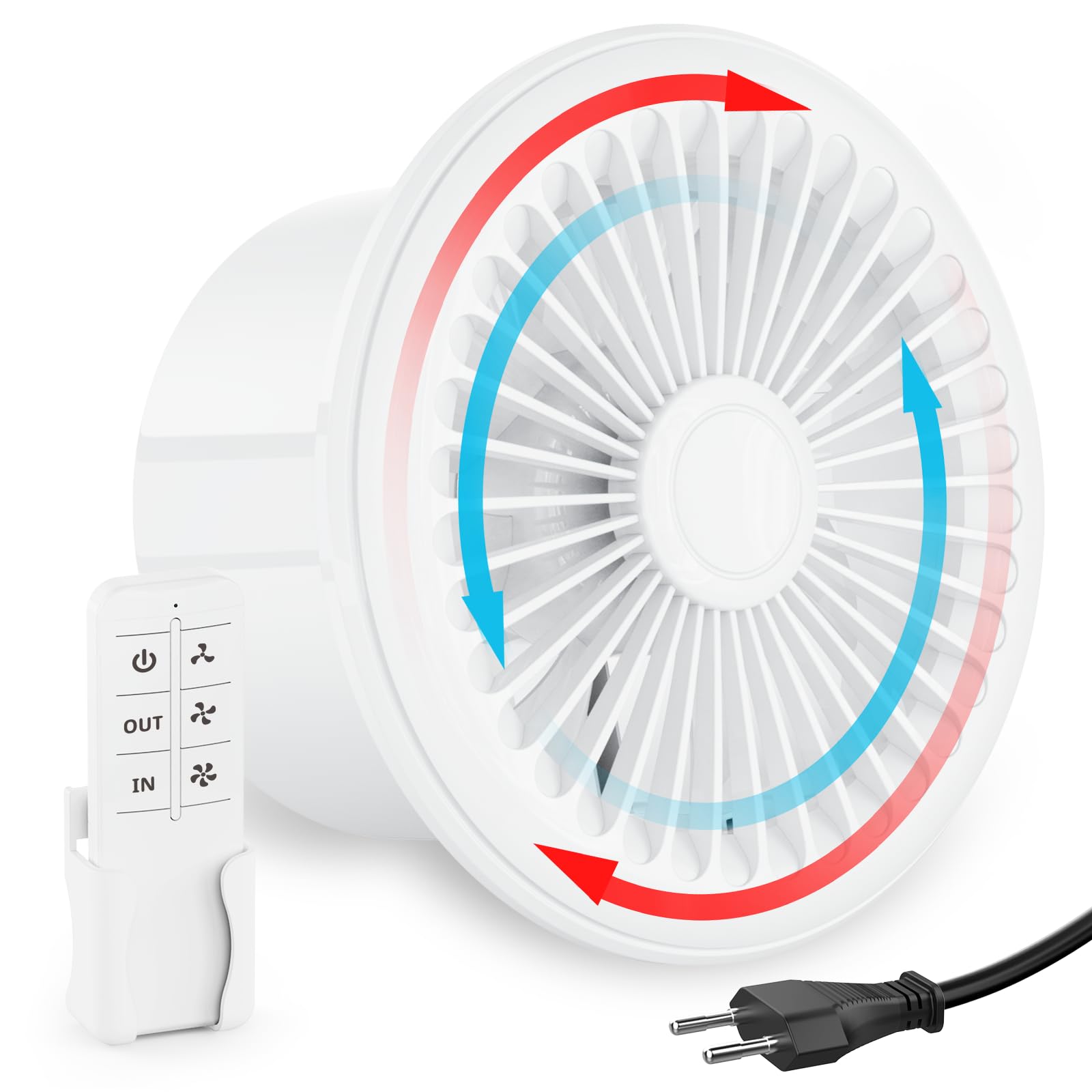 HG Power Extracteur d'Air 200mm Réversible, Télécommande 3 Vitesses Ventilation, Silencieux Ventilateur avec Fonction Mémoire pour Salle de Bain Cuisine Garage Cave
