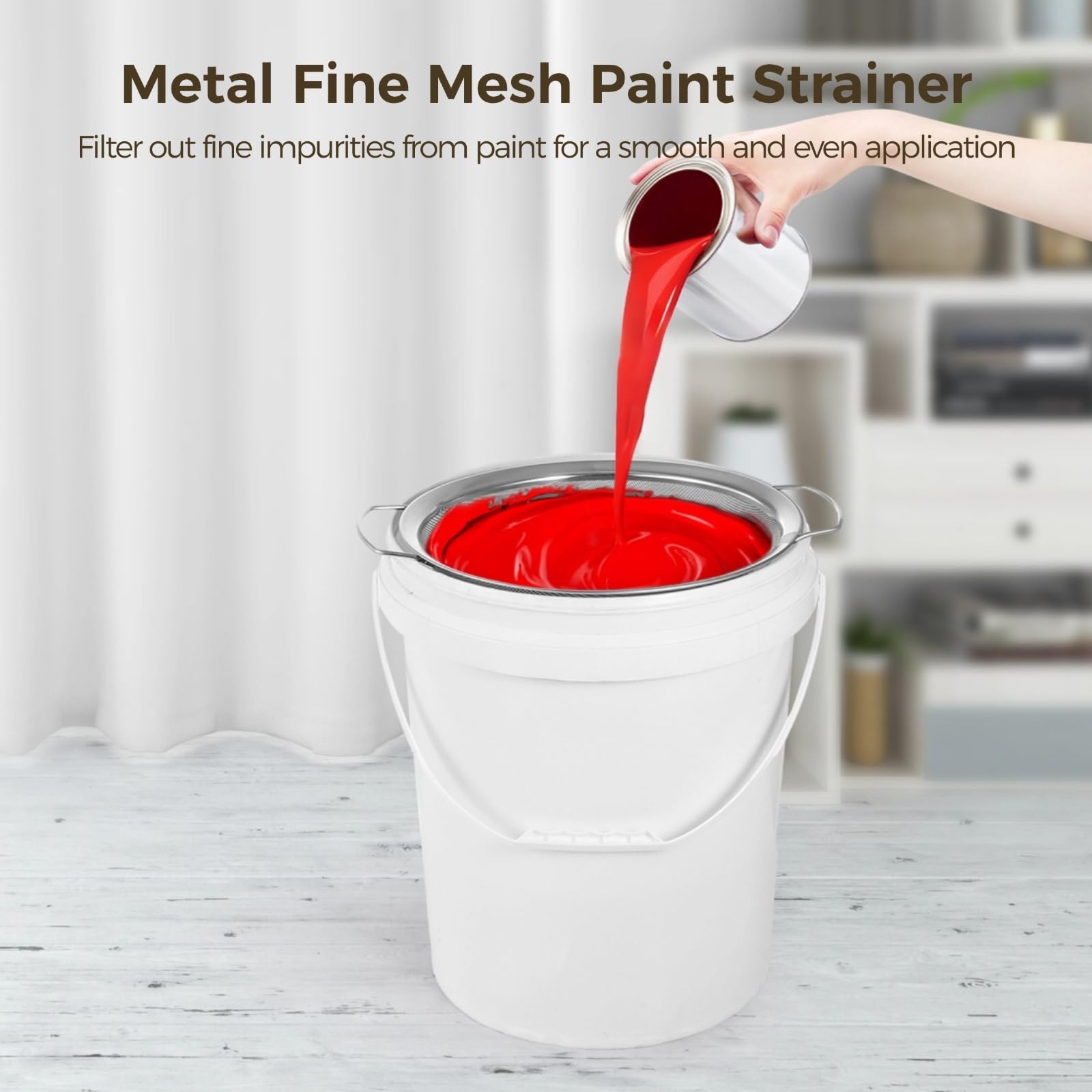4 coladores de pintura de malla fina de acero inoxidable, 60 filtros de malla con asas dobles, coladores de metal para pintura, resina y otros líquidos, perfectos para proyectos automotrices y