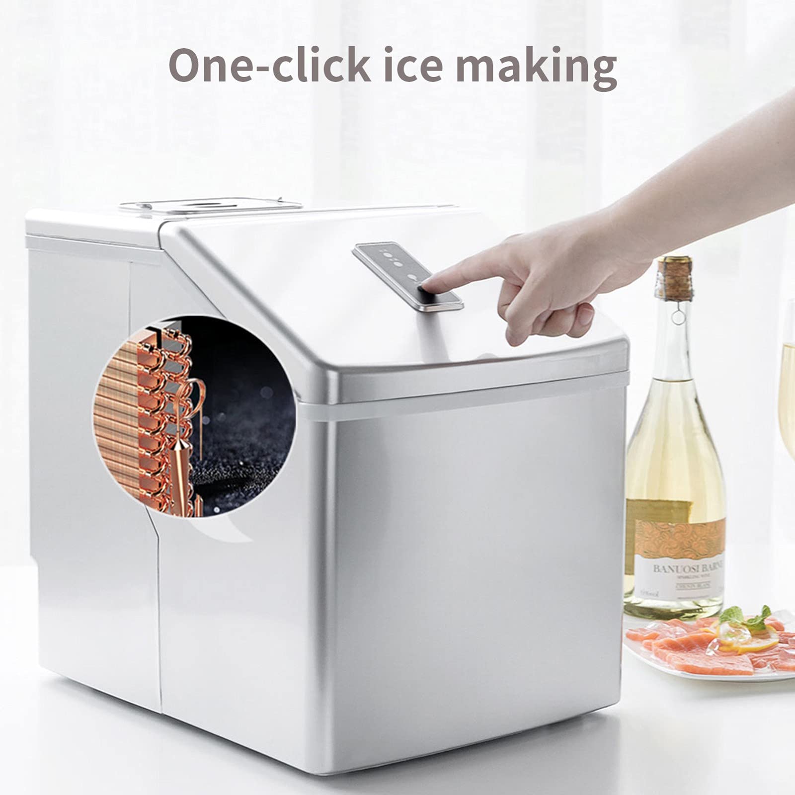 Machine Countertop, 33lbs/24h Portable Compact Ice Cube Maker 3 Thicknesses 24 Pcs Ice Cube In 15 Mins on Fridge.com - View 3