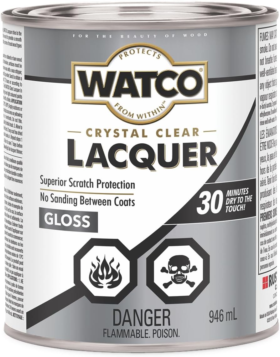 Watco 63041 Lacquer Clear Wood Finish, Quart, Clear Gloss