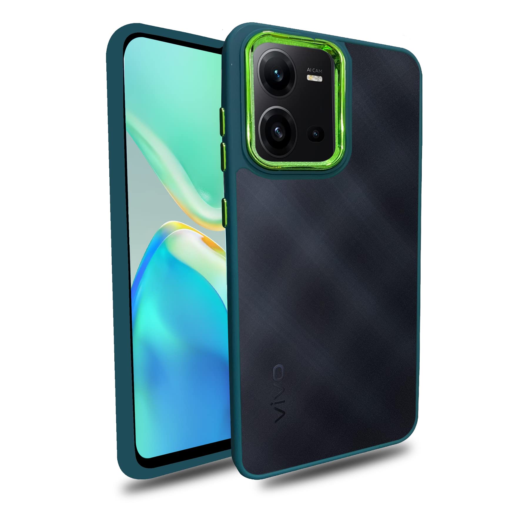 A rtistque Frosted Translucent Back Cover Case for Vivo V25 5G | Electroplated Chrome Ring | Raised Camera Edges for Protection | Smooth Sides TPU - Green (B0C4F5P7SX) Amazon Price History, Amazon Price Tracker