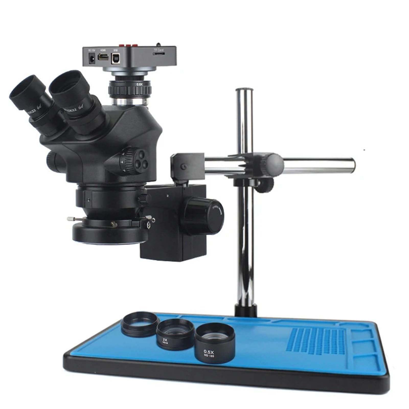 Microscopio, Videocamera USB da 48 MP 2K 60 FPS for laboratorio industriale, ingrandimento simultaneo, zoom continuo, ambito trinoculare stereo 7X 50X,Prodotti scientifici e da laboratorio
