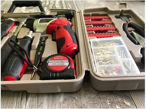 Miniatura 8 de Apollo Tools DT0739 - Juego completo de herramientas para el hogar con destornillador inalámbrico de iones de litio de 3.6 voltios y herramientas