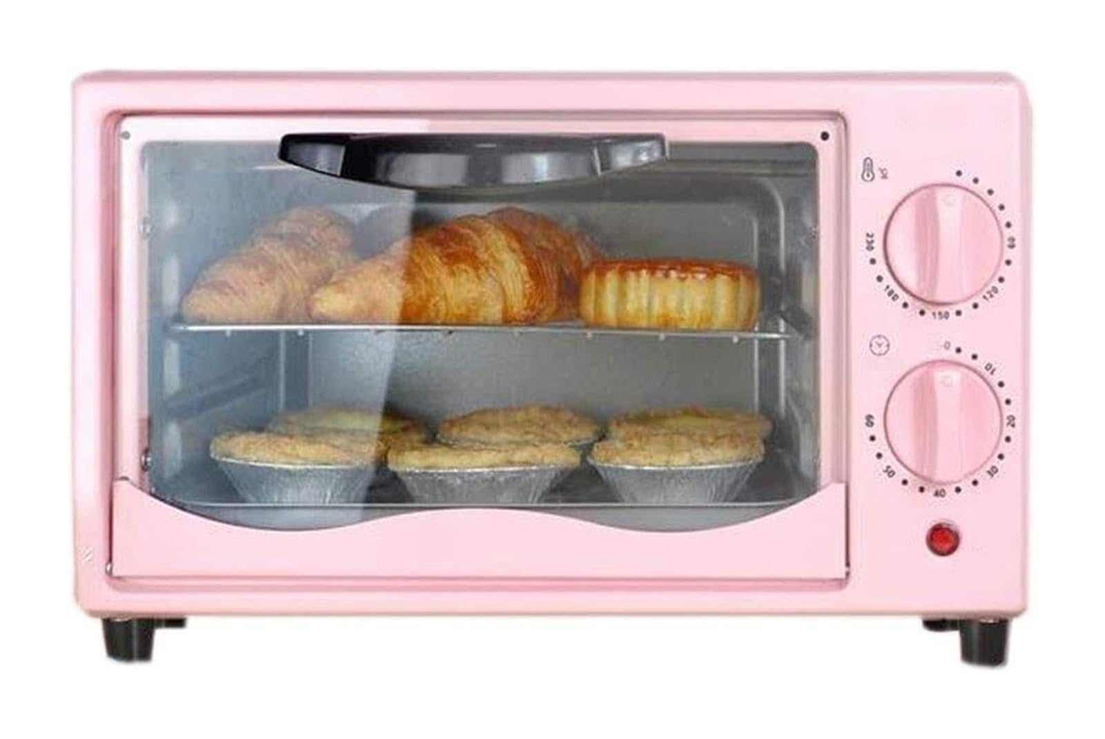 Wielofunkcyjna mini frytkownica powietrzna 12L, piekarnik toster, piekarnik konwektorowy stołowy, różowy (mały rozmiar)