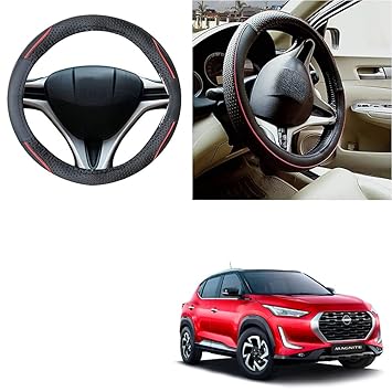 Auto Pearl - Ring Type Car Steering Wheel Cover Universal Genuine PU Non-Slip Natural Rubber Well Padded Grip Breathable Leatherite for - Magnite (Diamond Plus)