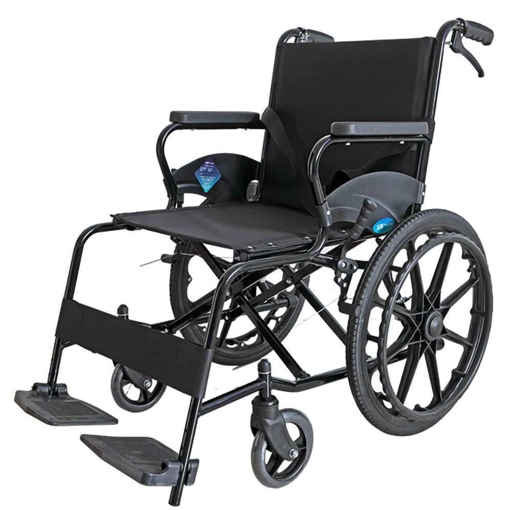 SXSLTSA Wheelchair Foldable Lightweight with Reversible, Folding Footrests and Two Manual Brake Controls, It Weighs Only 10 kg When Folded, Easy to Carry, Easy and Portable