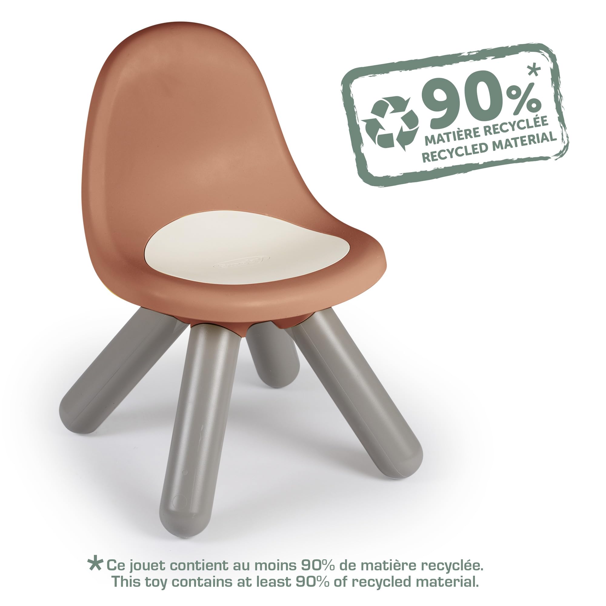 Smoby - Sedia color terra cotta Life Kid, plastica riciclata, rispetto ambiente, per bambini dai 18 mesi, portata max 50 Kg, 7600880122