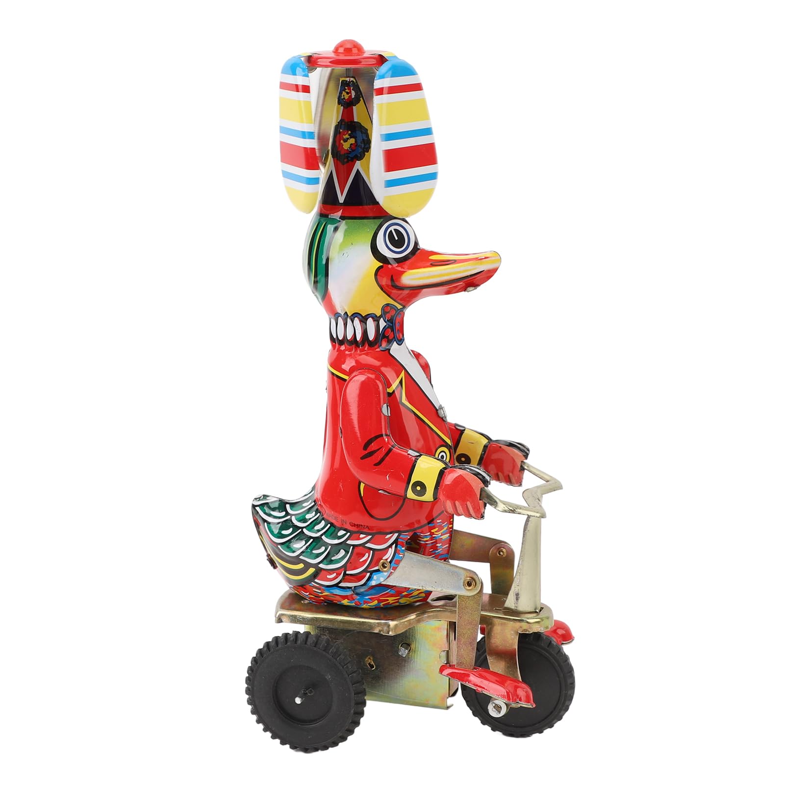Drfeify Vintage Wind Up Tin Toy, Handmade Delicate Duck on Bike Collectible Clockwork for Cycling Enthusiasts, Home Decoration, Adult Gift
