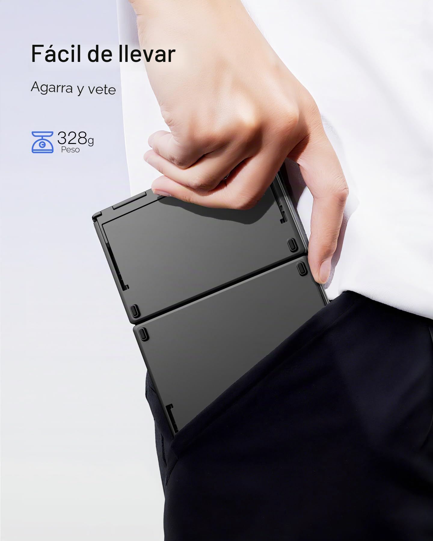 Inateck Teclado inalámbrico plegable con teclado numérico, funciones de IA | Diseño portátil para iPad/iPhone/Android/Windows/tabletas, con soporte (negro)