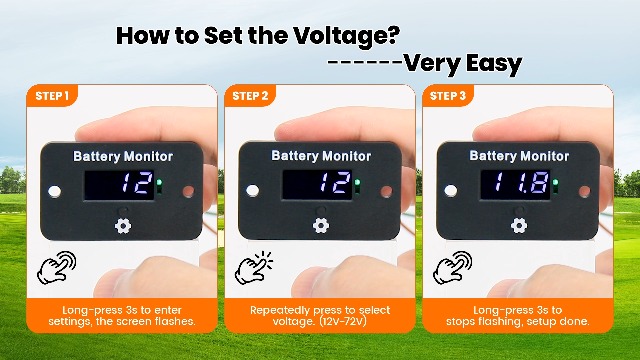 Image of BM280 Battery Meter with Voltage & Level Display, Supports 12V 24V 36V 48V 60V 72V Lead-Acid & Lithium Battery, Monitor Gauge for Golf Cart EZGO Club Car and Most Vehicles