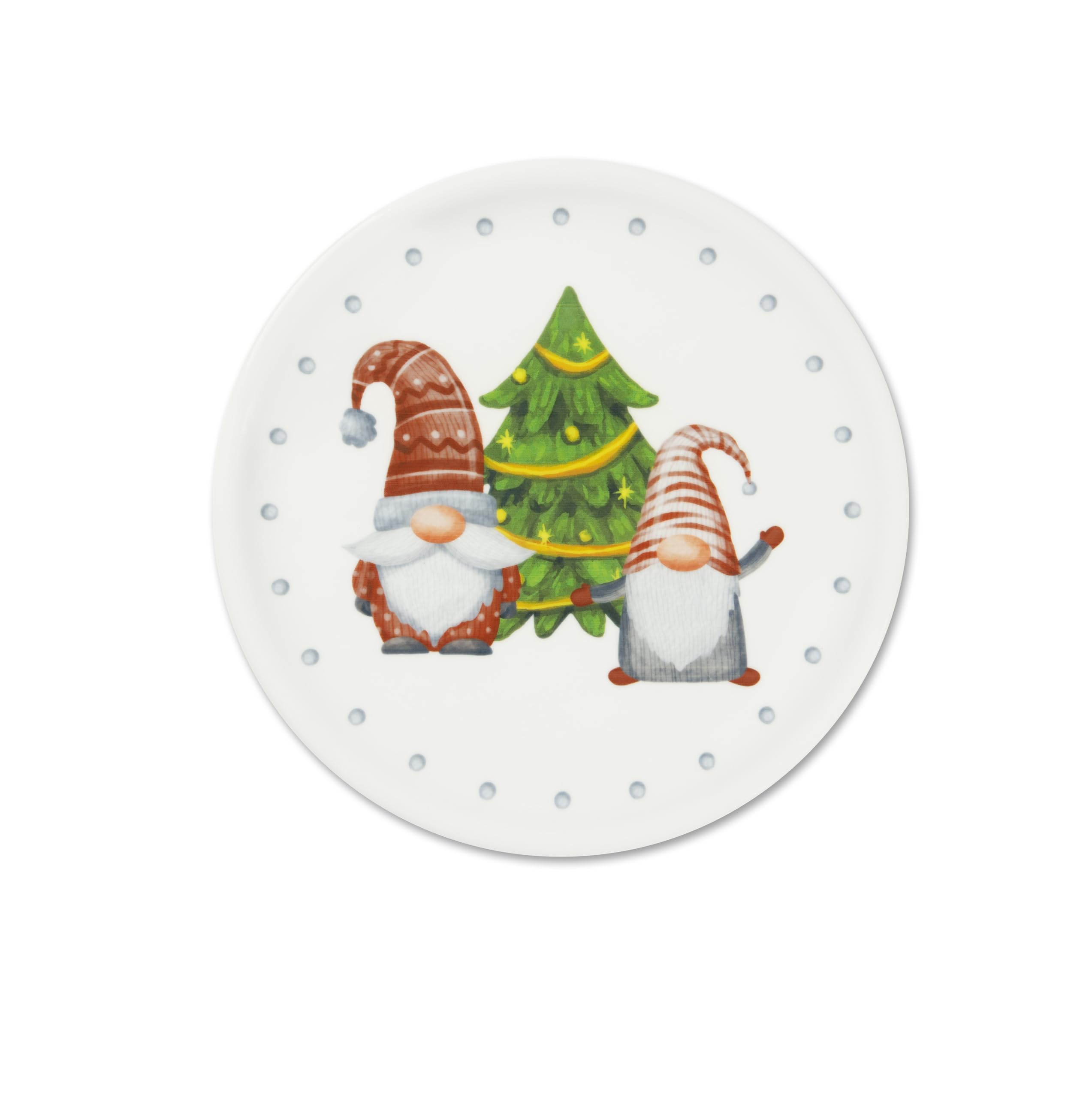 Excelsa Gnomo Friends Lot de 6 assiettes Panettone, porcelaine, diamètre 31 cm, décoration de Noël