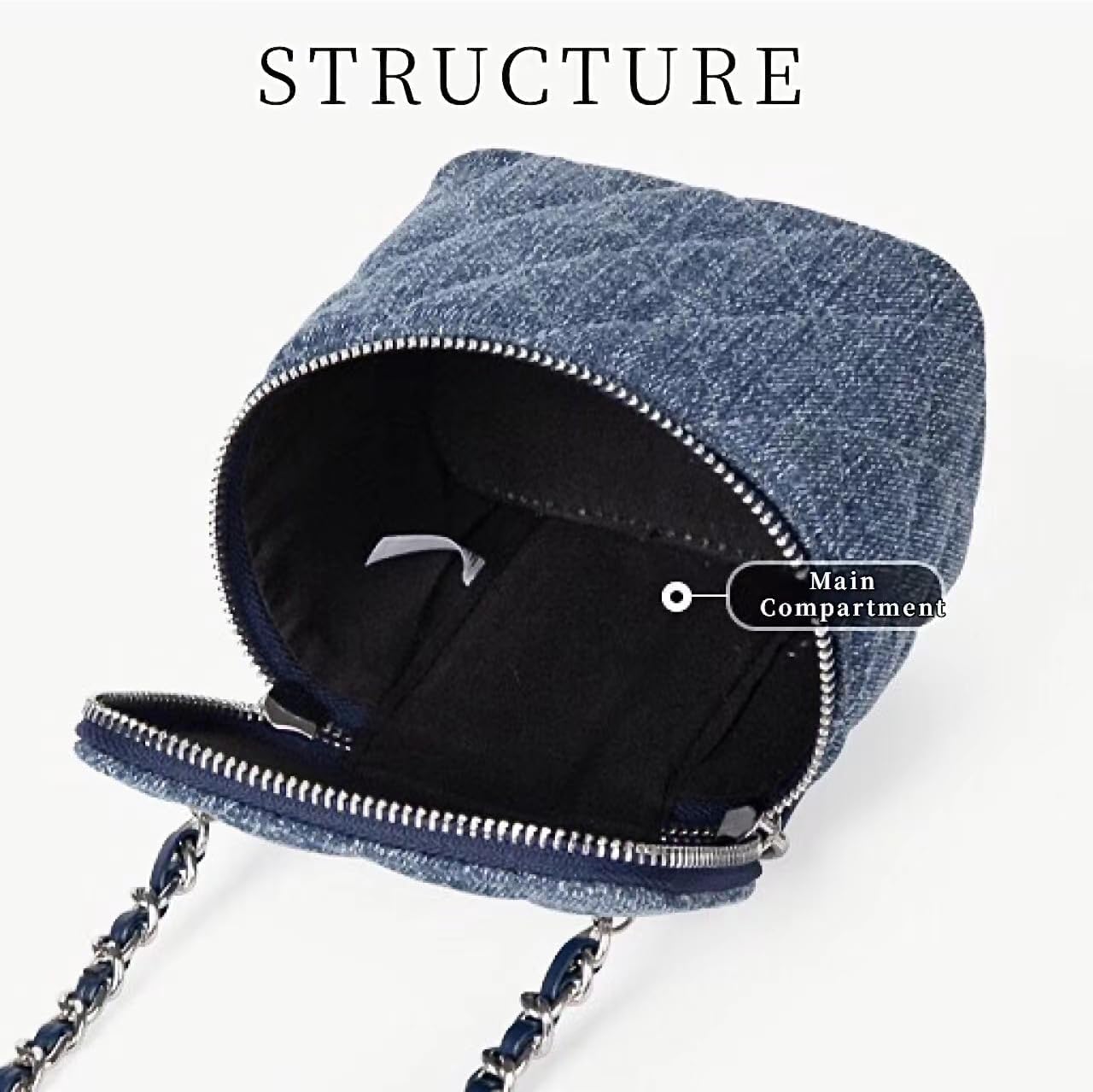 Mini Denim Crossbody Bags for Women Small Vintage Square Box Purse Boho Cross Body Handbags with Chain and Zipper - Image 7