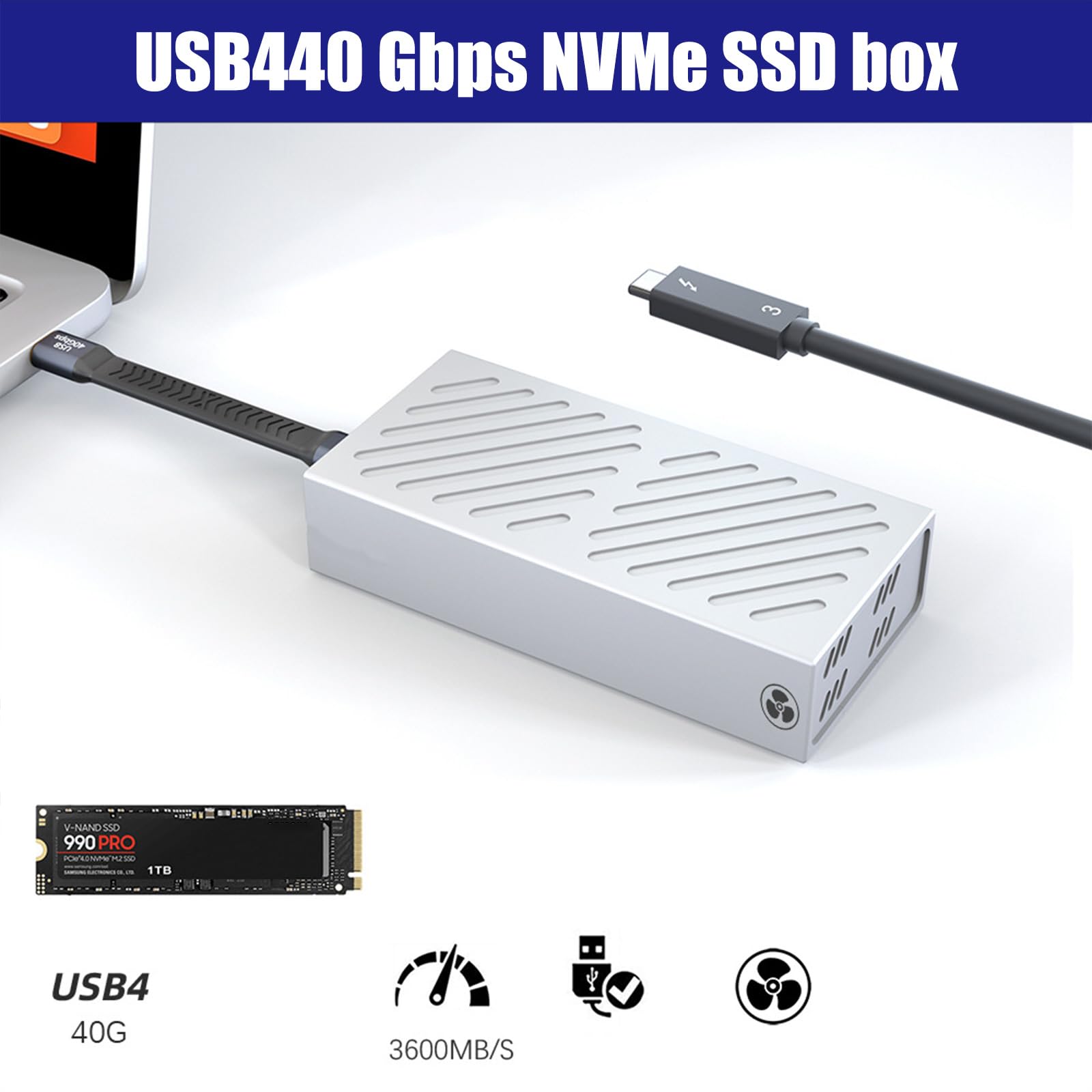 Carcasa de aluminio USB de 40 Gbps para discos duros externos PCIe 2280 M, USB 4, 3.2, 3.1, llave M, carcasa de llave B+M
