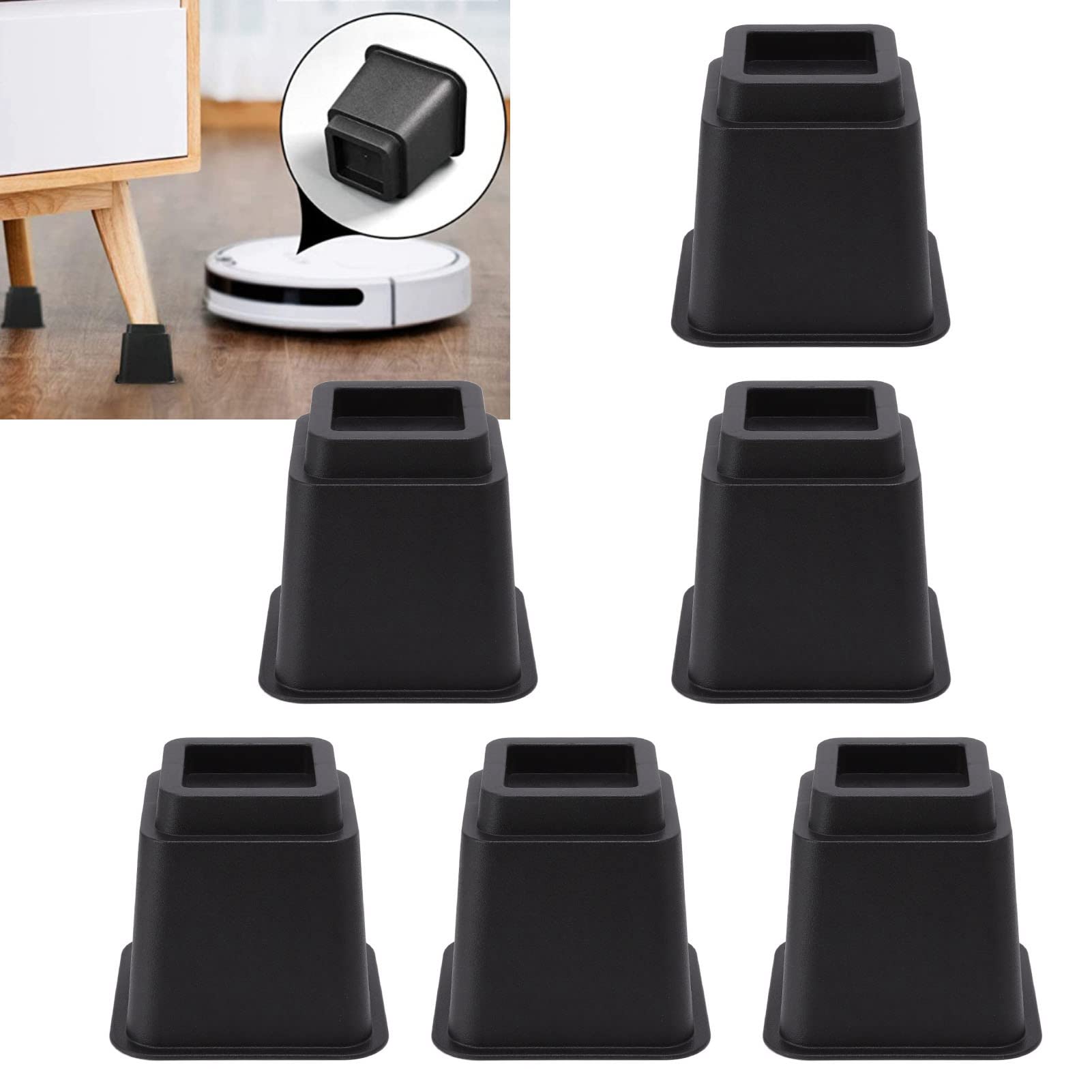 Wakects Elevador de Cama de 6 Piezas, Elevador de Muebles de 5 Pulgadas, Bloques de Cama Elevados de Plástico, Elevadores de sofá Trapezoidales, Elevadores de Mesa, Patas de Escritorio,