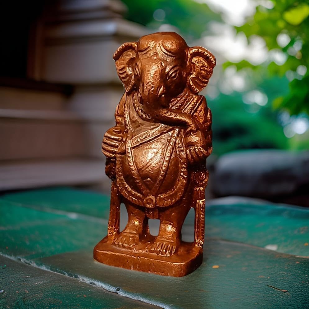 Image of Copper Ganesh Idol 2.2 in | Patina Antique Finish | 130g