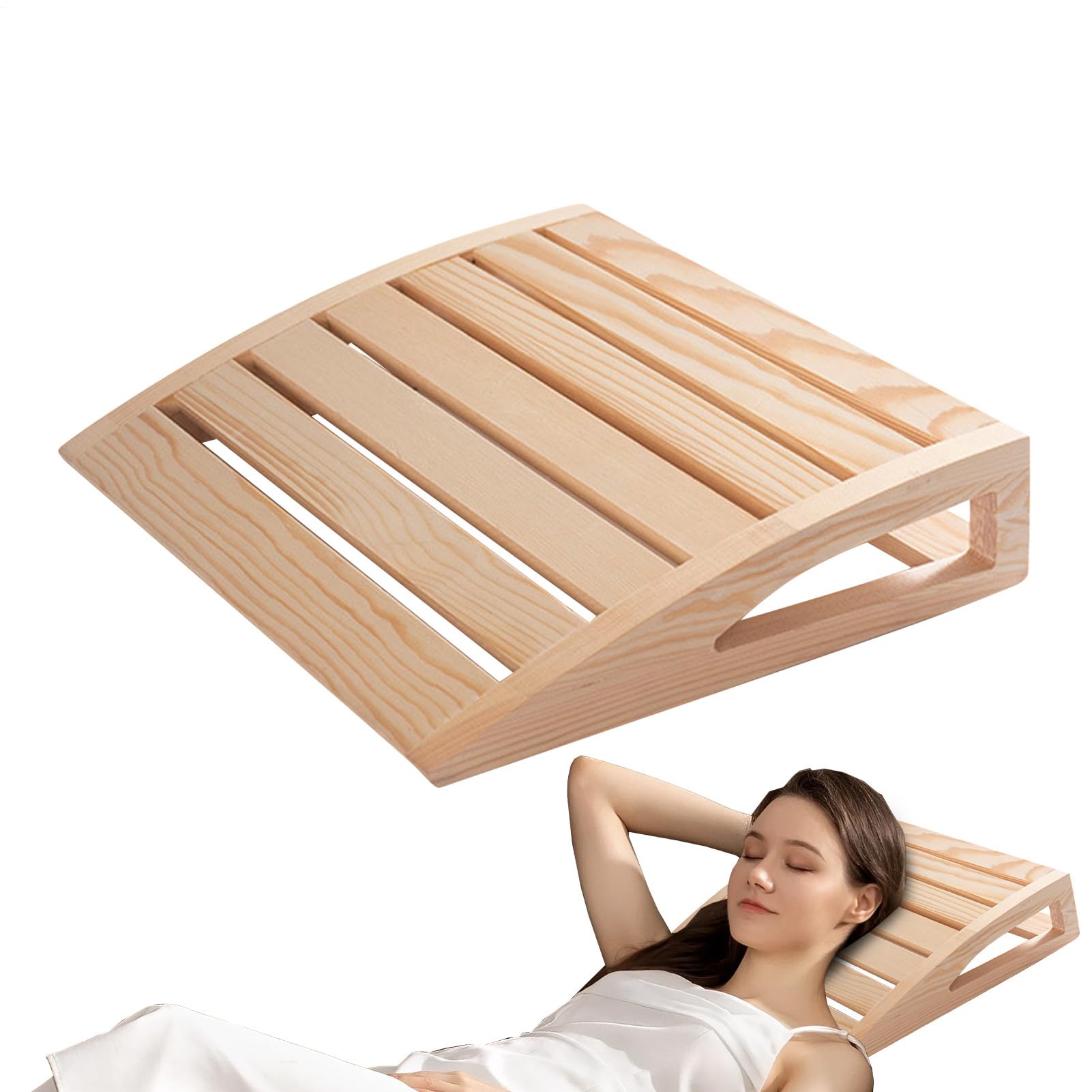 Reposacabezas de Madera para Sauna 38x31x7cm Transpirable A Prueba de Humedad Diseño Ergonómico