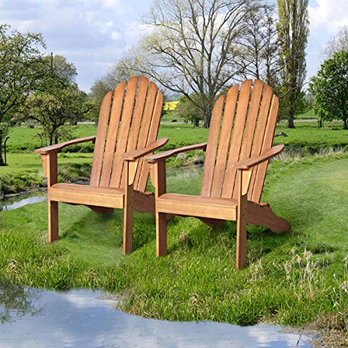Giantex Adirondack Chair Acacia Wood Outdoor Chairs With 350 Lbs Weight Capacity, Weather Resistant Lounge Armchair For Yard, Patio, Garden, Poolside, Balcony, Deck Fire Pit Chairs, Natural #TOP5