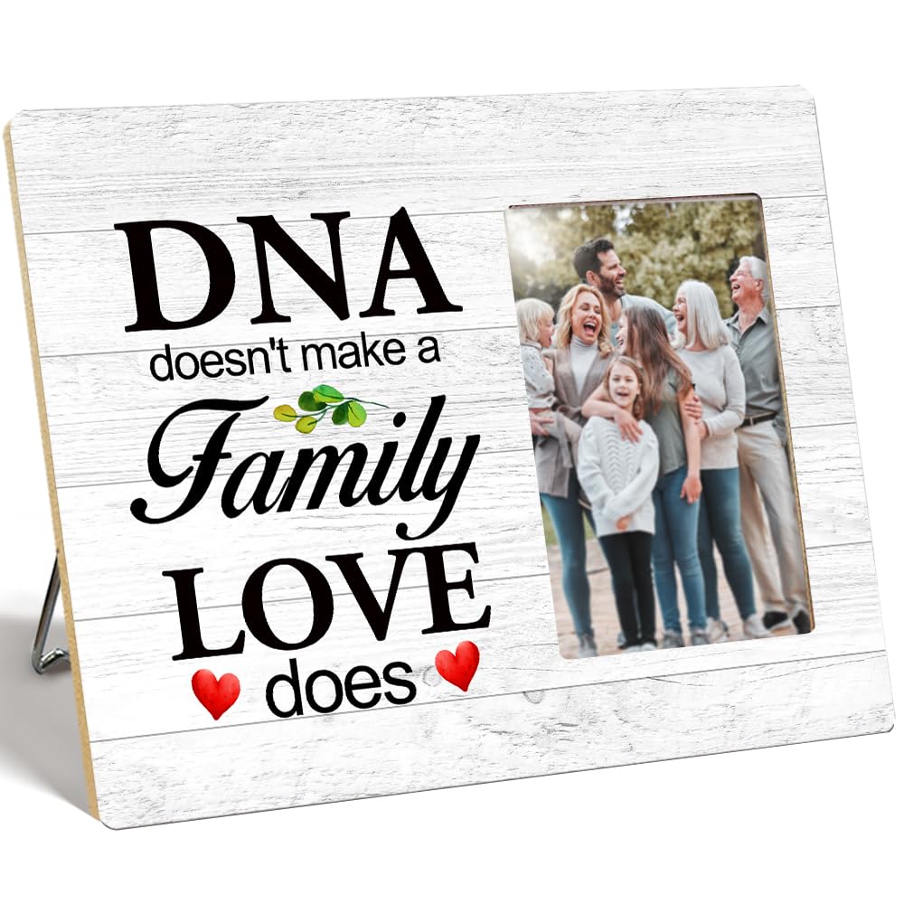 OTINGQD Family Picture Frame,DNA Doesn't Make A Family Love Does Photo Frame,Gift for Dad Mom Son Daughter,Adoption Gifts Z325