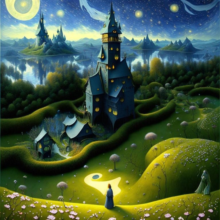 Manoir fantasy poster sur toile GerRit pour masquer un mur vide de bureau