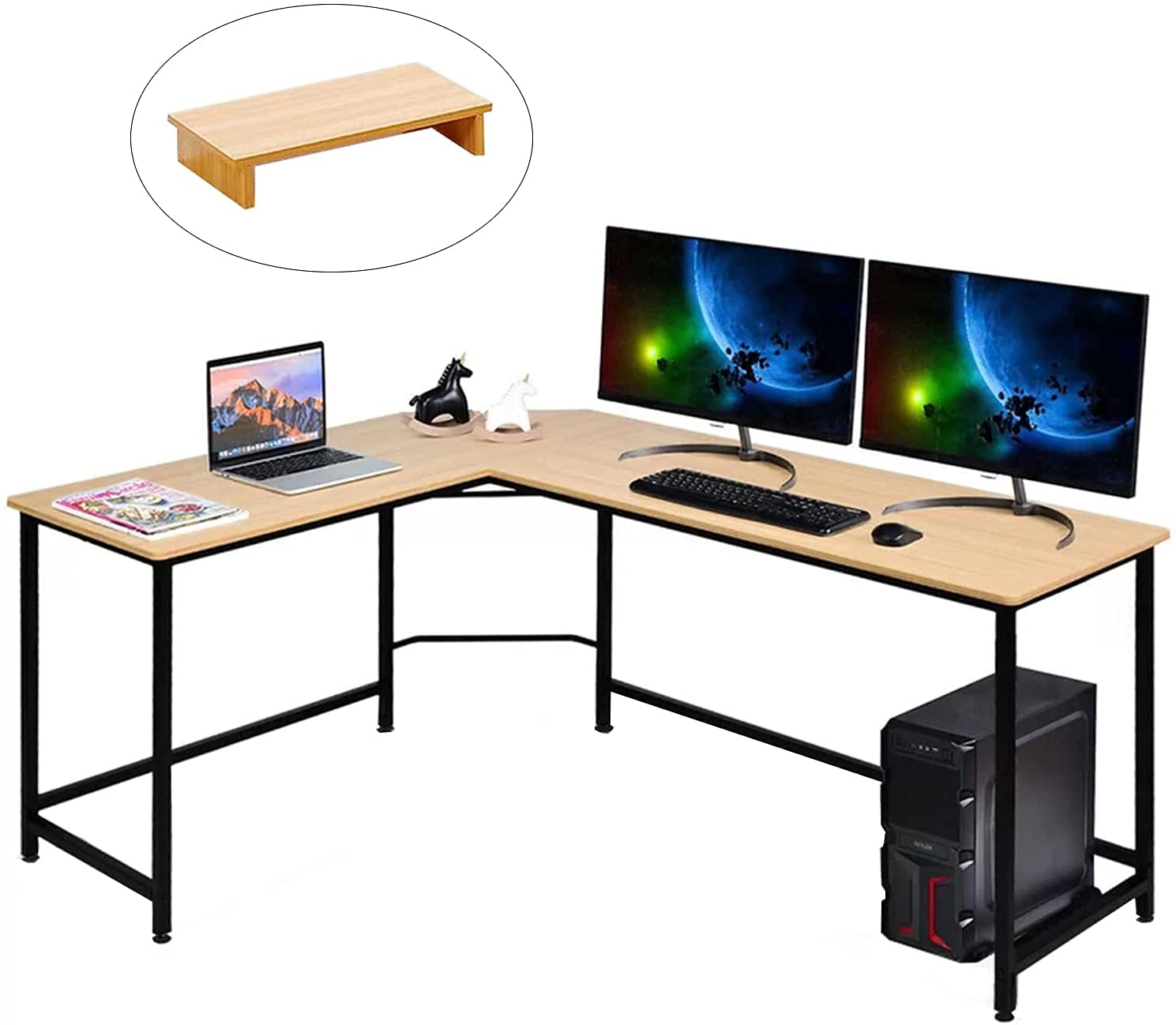 Aingoo Corner Desk L Shaped Desk Sturdy Home Office PC Laptop