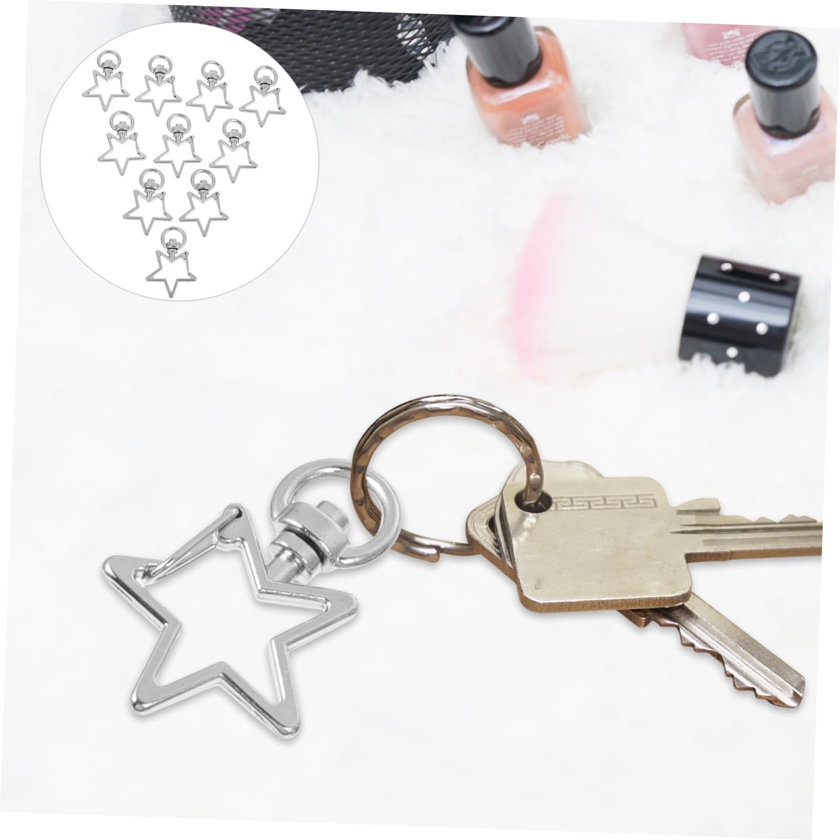 Tofficu Mosquetones de Estrella Plateados con Llaveros 40 Piezas para Manualidades y Diseño de Joyas, Cierre de Langosta Giratorio 360°, Accesorios de Metal para Mochila, Bolso y Uso