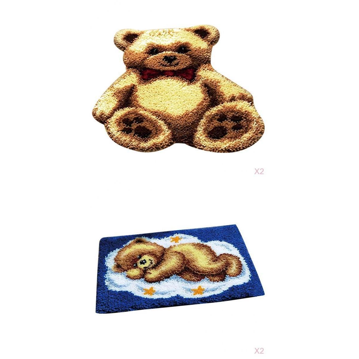 4 Sets Bears Latch Hook Kits Rugs Cushion Crafts Embroidery for Beginners-image-40