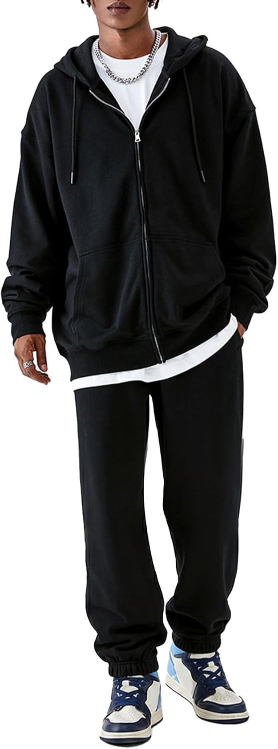 Arssm Mens Sweatsuit 2 Piece Fleece Lined Oversized Tracksuits