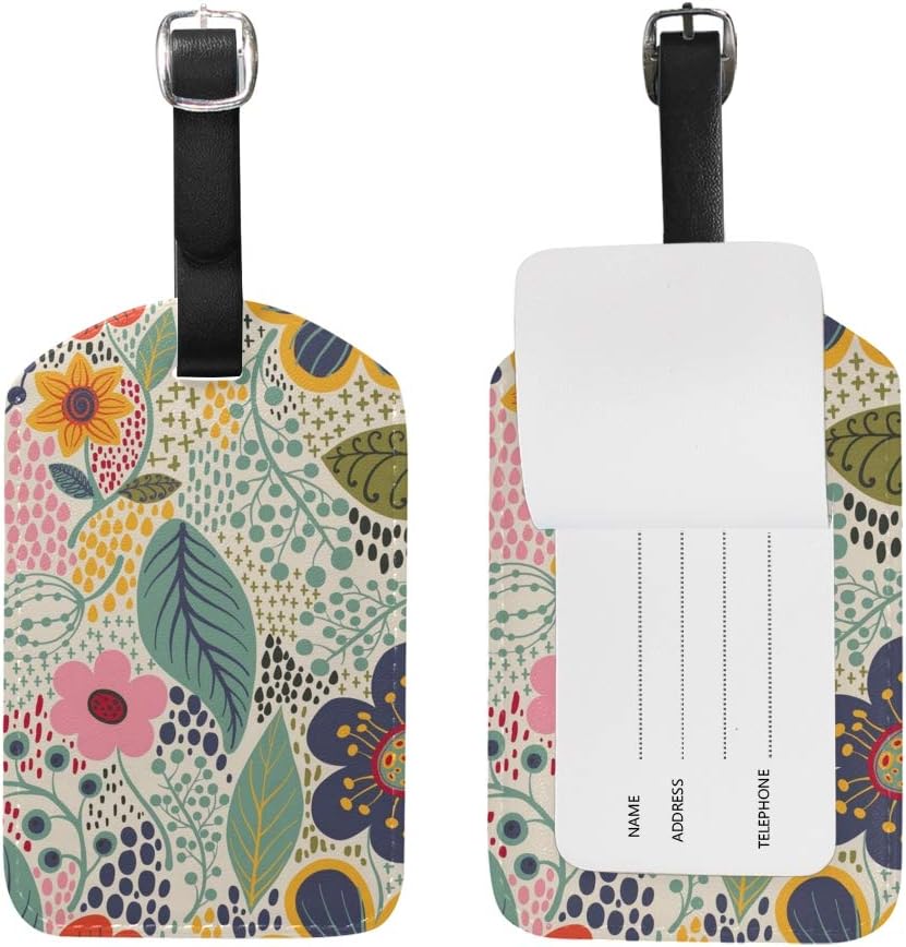 Luggage Tags & Bag Tags with Leather Strap, Secret FLORAL