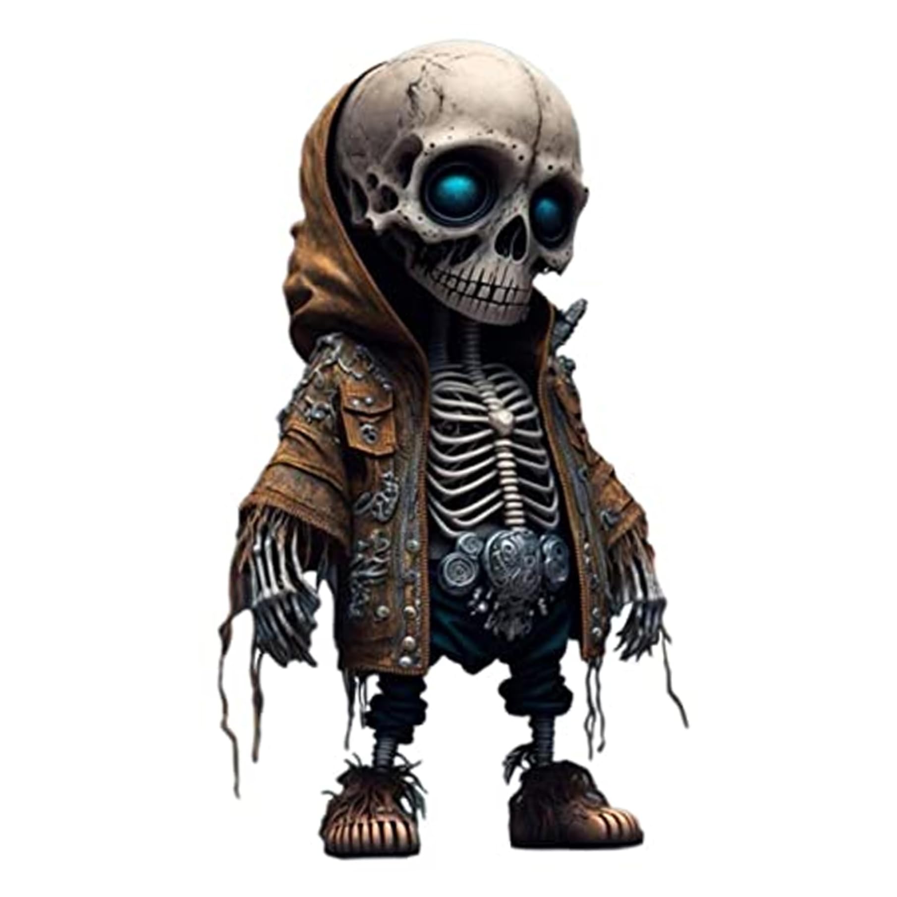 Nukinp Cool Skeleton Figurines Halloween Hoodie Cute Cartoon Gothic Resin Statue Collectible Skull Ornament for Home Party Tabletop Style 2