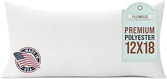 Pillowflex 12x18 Inch Premium Polyester Filled Pillow Form Insert - Machine Washable - Oblong Rectangle