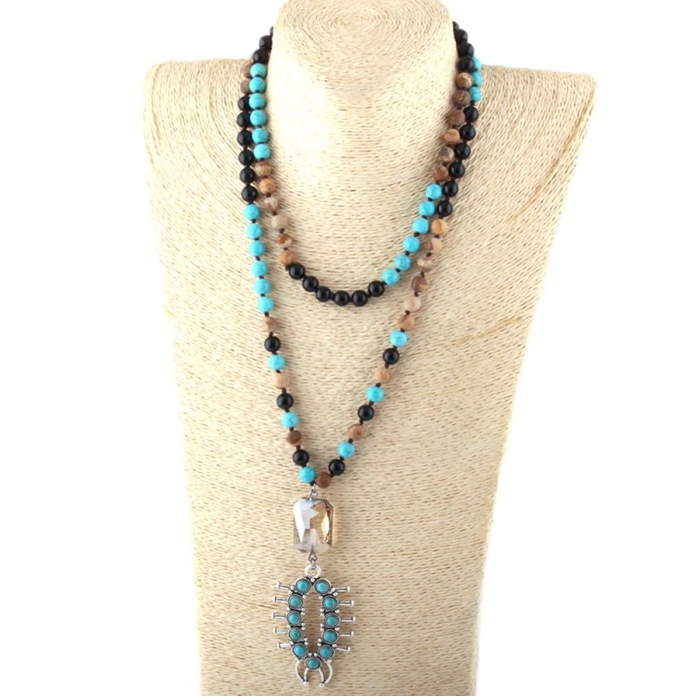 Gioielli 108 Perle multieli colletti annodati in Pietra Collane a ciondoli Blu per Forma Animale esagerata, Collana Meditazione da Donna, Girocollo di Gemma Yoga