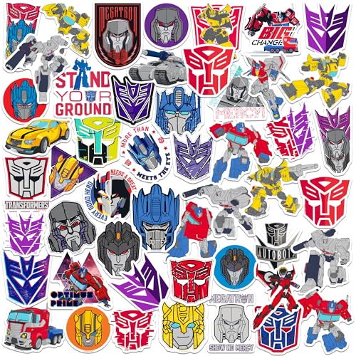 Transformers Variety Vinyl Stickers 50ct Large Waterproof DieCut Decals for Laptop Water Bottle Tablet Luggage Skateboard & Indoor/Outdoor Surfaces