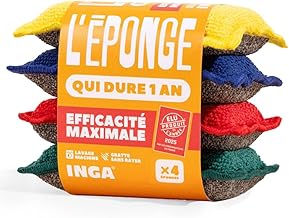 INGA - 4 x Reusable Washable Sponges - Very Effective, Do Not Scratch - Made in Europe - Washable Sponge That Lasts 1 Year…