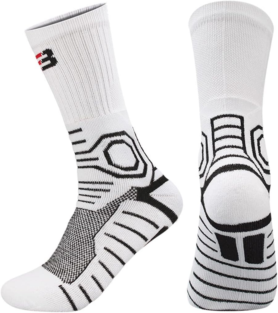 YWSLRC 5 Pairs Men's Athletic Crew Socks Performance Thick Cushioned Sport Basketball Running Training Compression Sock