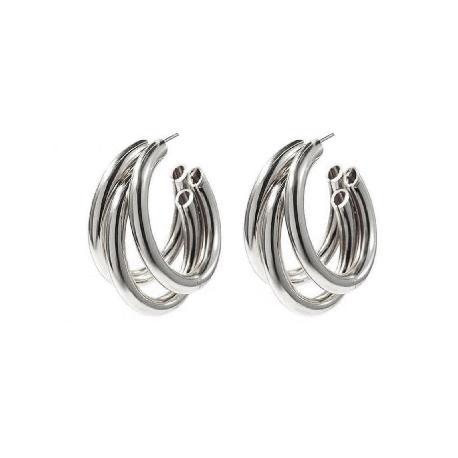 Orecchini A Cerchio Aperti In Argento Sterling Con Placcatura Oro Rosa - Eleganti E Moderni, Diametro 35mm, Regalo In Scatola