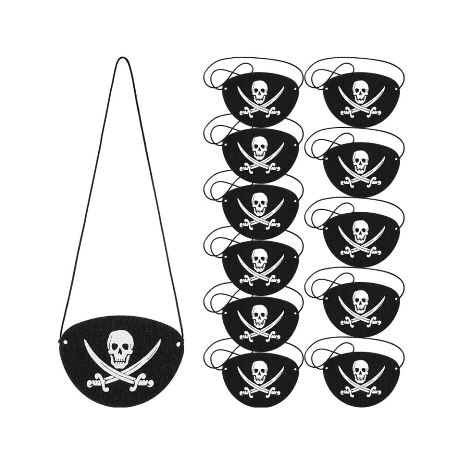 Yhplxyuus 12Pcs Role Playing Pirate Eye Felt Eye Skeleton Patches for Halloween Christmas Pirate Theme Party Decors Kids for Kids Party Skull Skeleton