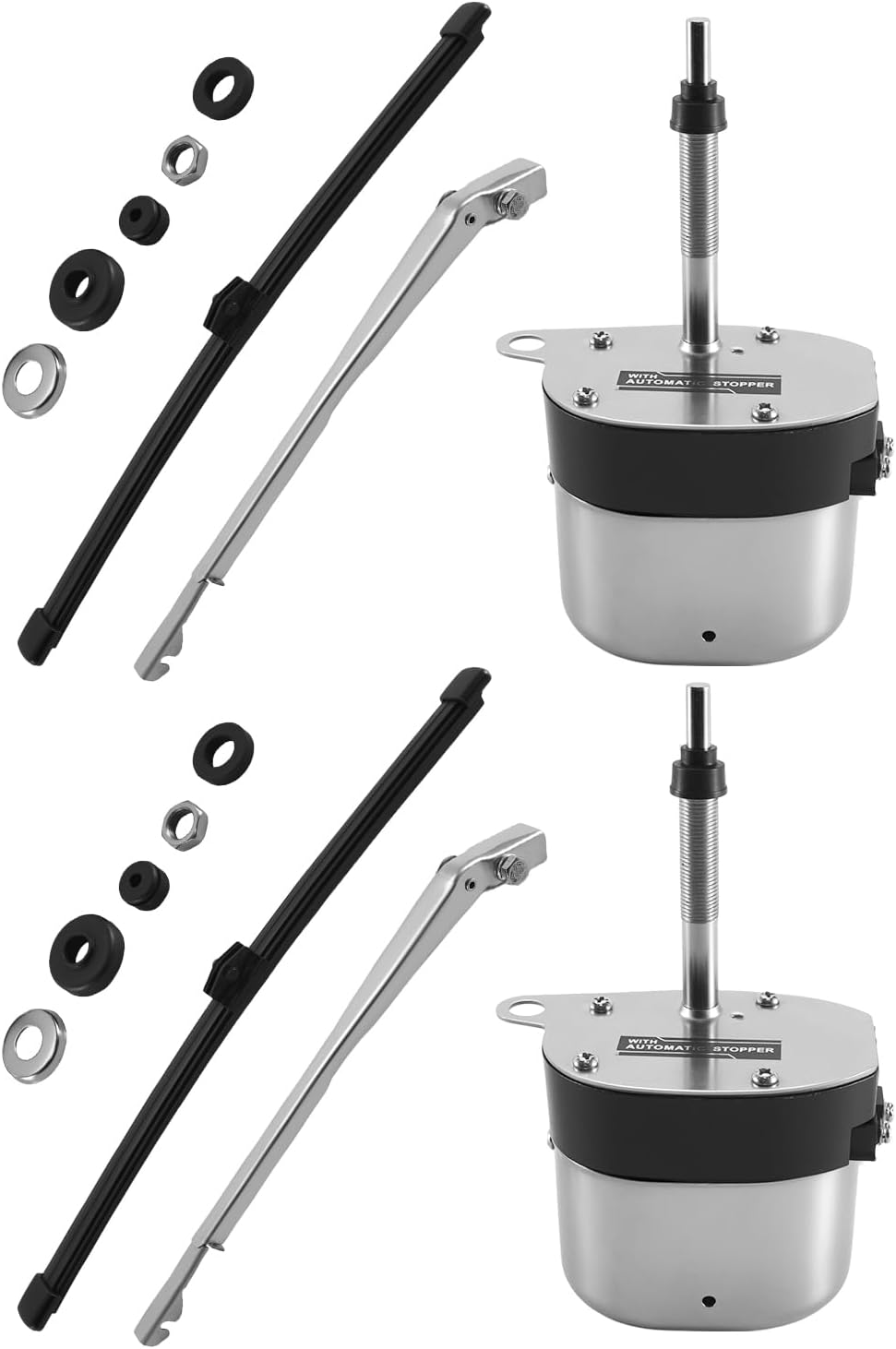 12V Electric Windshield Wiper Motor Kit Fit for Vintage Classic Cars Hot Rods Jeep Boat and ATV, Includes Arms and Blades