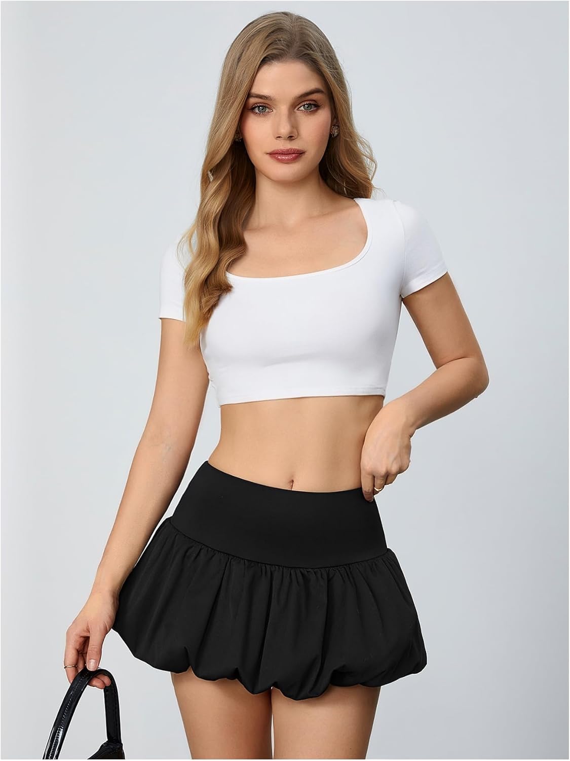 WDIRARA Women's High Waist Ruffle Hem Bubble Mini Skirt A Line Flared Cute Skirts Streetwear - Image 6