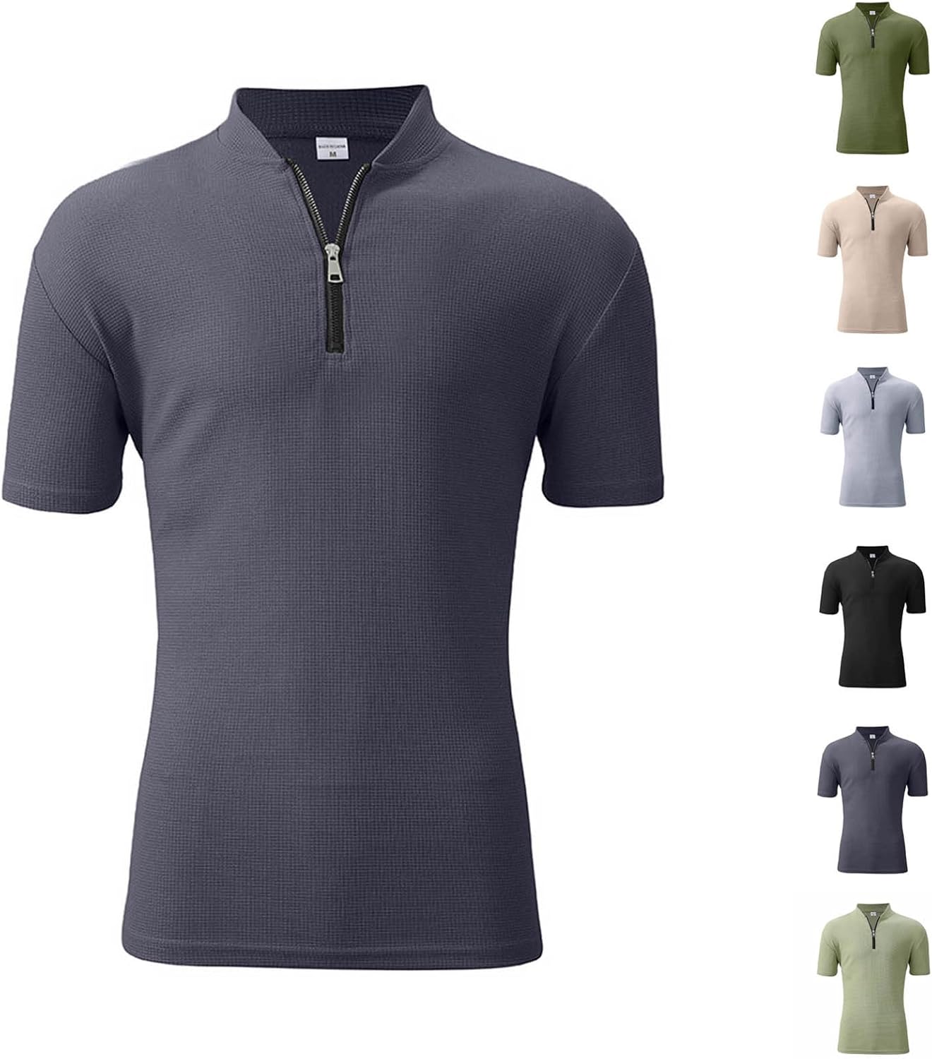 Mens Casual Shirts Summer Fashion Vacation Beach Tops Stand Neck Athletic Top Basic Solid Summer Comfy Blouses