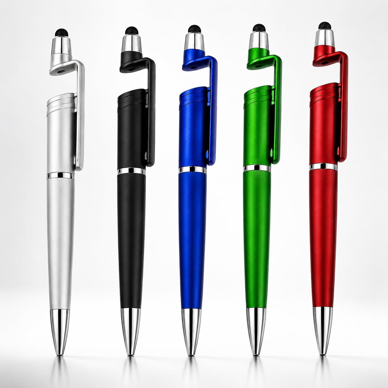 ORIONIS 3-in-1 Stylus Ball Pen Pack of 5 | Multicolor Metal Ball Pens with Touch Screen Stylus & Built-in Mobile Stand | Twist Retractable Refillable Pens for Office, School & Business-image-16