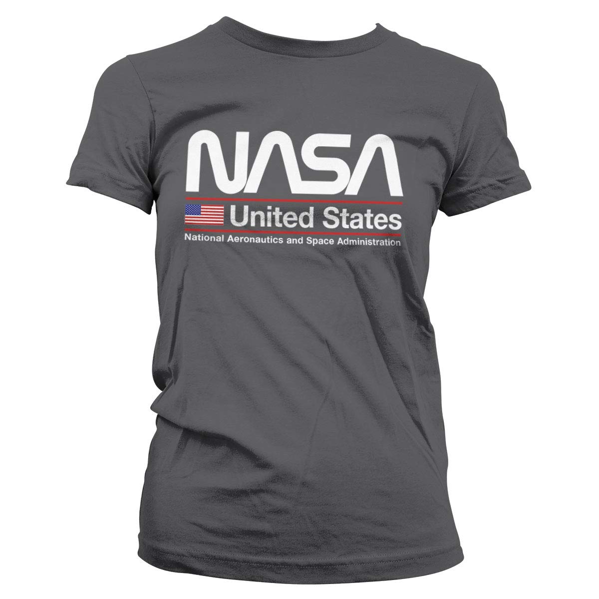 Nasa Women's Dark Grey Officially Licensed United States T-Shirt (Dark Grey), M