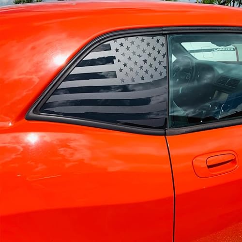 Miniatura 4 de Xinghe Calcomanías de bandera estadounidense para ventana trasera lateral, color negro mate para camioneta