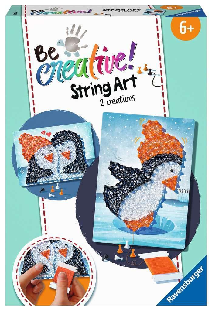 Ravensburger – Be Creative – String Art Midi – Penguin – Pinguino – Quadro in filo teso – Creazione di oggetti – Tempo libero – Attività rilassante e creativa – Da 6 anni – 18244